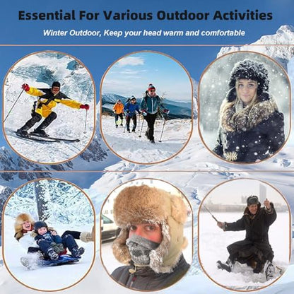 HEYANN Trapper Hat,Warm Faux Fur Trooper Ushanka Russian Bomber Eskimo Pilot Winter Hats with Ear Flaps for Men and Women - color: Greyganghua, size: Large