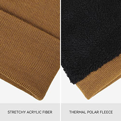 OZERO Mens Winter Hat, Fleece Lined Cuffed Beanie for Men and Women - color: Brown