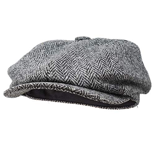 Lomond Newsboy Cap - 100% Handwoven Wool - Harris Tweed - Water Resistant - color: Charcoal Herringbone, size: Small