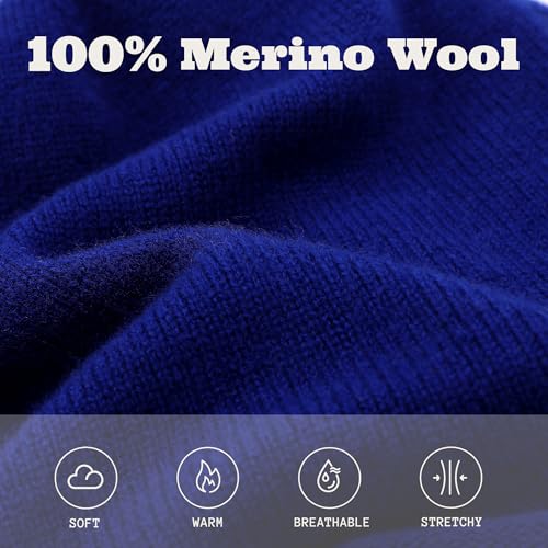 ACUSHLA 100% Merino Wool Slouchy Beanie for Women Men Winter Hat Skull Cap - color: Blue