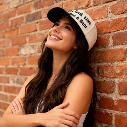 Hat Funny Embroidered Trucker Hat Adjustable Two Tone Snapback Canvas Baseball Cap for Womens - color: Black-you Look Like I Need a Beer