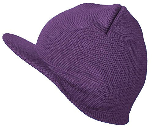 TOP HEADWEAR Winter Cuffless Beanie Visor - color: Purple