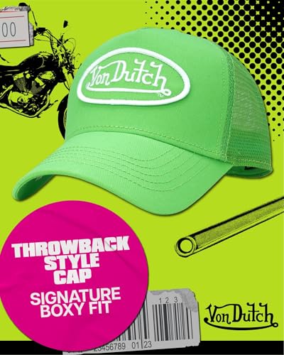Von Dutch Unisex Trucker Hat - Retro Classic Solid Color Mesh Back Snapback Baseball Cap for Men & Women. - color: Bright Green