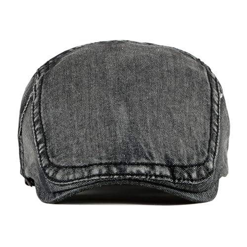 meioro Women Denim Newsboy Hat Cotton Flat Cap Ivy Gatsby Driving Hunting Gatsby Cabbie Denim Hats for Men - color: Black-a