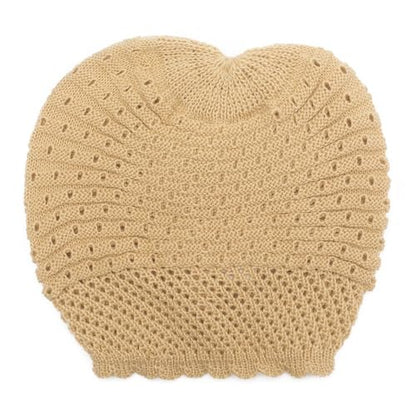 ZLYC Crochet Slouchy Beanie for Women Soft Lightweight Skull Cap - color: Plain Macadamia Beige