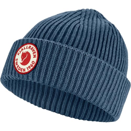 Fjällräven 1960 Logo Hat Beanie - Knit Winter Cap with Folded Cuff, Warm Soft Everyday Outdoor Hat - color: Indigo Blue