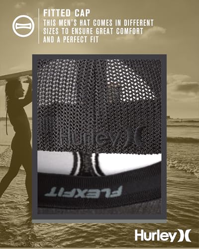 Hurley Mens Baseball Cap Laguna Icon Trucker Hat, Curved Brim - color: Black(black), size: Large-X-Large
