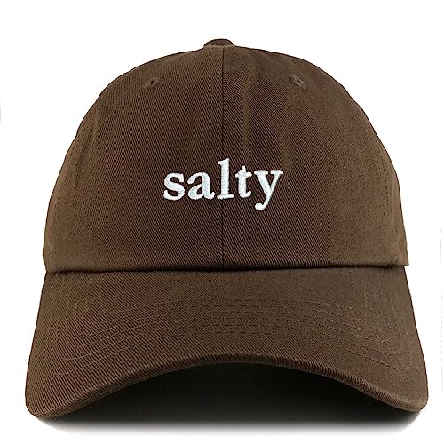 Trendy Apparel Shop Salty Embroidered Solid Adjustable Unstructured Dad Hat - color: Brown