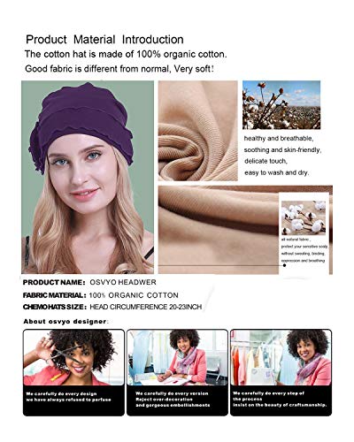 osvyo Chemo Headwear Turban Cap for Women - Cancer Beanie Hair Loss Sealed Packaging - color: Cotton Light Blue Grey
