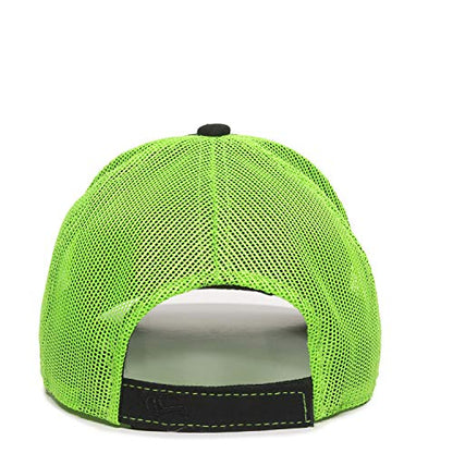 Outdoor Cap Unisex-Adult Outdoor Cap Structured Mesh Back Trucker Cap - color: Black/Neon Green