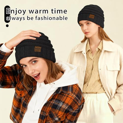 ZOORON Womens Winter Hat Slouchy Beanies for Women Cable Knit Beanie Hats - color: 1pack- Black