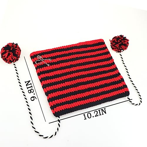 XYIYI Crochet Hats for Women Fox Knit Hat with Pompoms Grunge Goth Accessories Slouchy Beanies for Women Girls - color: Black Red
