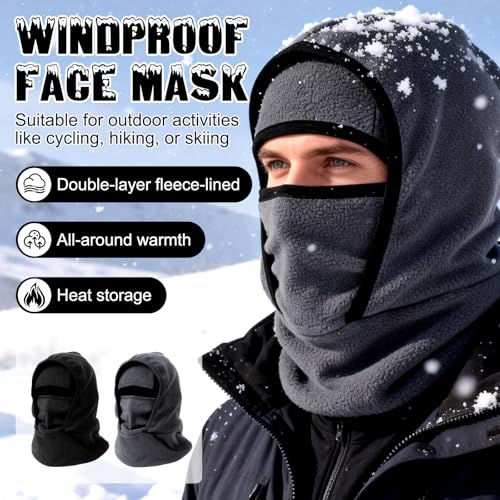 Outdoor Winter Warm Hat Neckband Integrated Cycling Ski Mask,Balaclava Fleece Thermal Full Faces Head Mask Hood Cap Cover Hat - color: Dark Gray