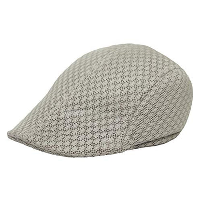 WITHMOONS Breathable Mesh Summer Hat Newsboy Ivy Cap Cabbie Flat Cap UZ30053 - color: Ivory