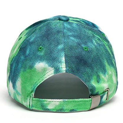 BEARUN Cotton Tie Dye Low Profile Cap Hiphop Baseball Cap Fashion Dad Hat - color: Blue Green