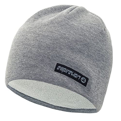 EMPIRELION Softshell Winter Fleece Lined Beanie Hats, 9" Running Skull Cap Thermal Tactical Watch Cap Men Women - color: Grey Mel.
