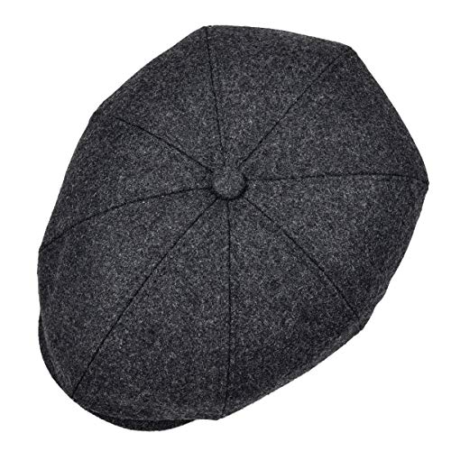 VOBOOM Men Wool Blend 8 Panel Newsboy Cap Tweed Hat - color: Grey