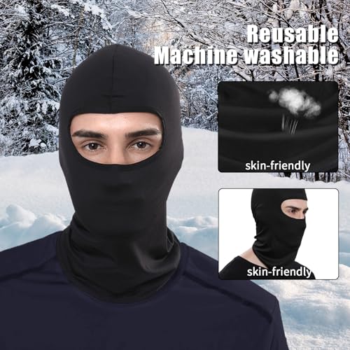 Xeoxarel Winter Ski Mask for Men Women, Thermal Balaclava, Full Face Cover - color: 3 Pack - Black Fleece Ski Mask