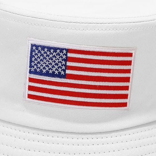 XYIYI 2 Pack Unisex Bucket Hat for Women Men Summer Beach Fishing Hat Sun Hat - color: American Flag Black White