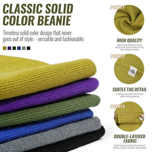 CLAPE Cuff Rolled Beanie for Men Women, Soft Knit Winter Hat Double-Layer Warm Ski Skull Cap Stretch Fit - color: Clkh02-violet