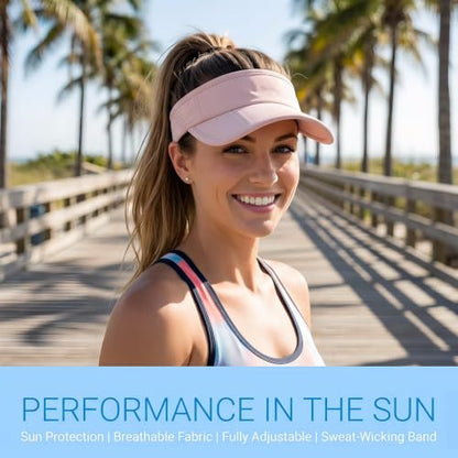 Sun Visors for Women Men Adjustable Folding Cap Running Golf Tennis - color: Pink