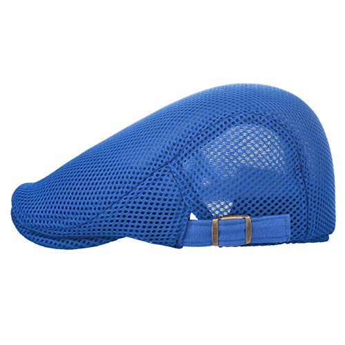 VOBOOM Men Mesh Newsboy Flat Cap Ivy Cabbie Newsboy Cap - color: Royal Blue