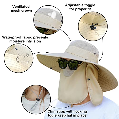 Women Wide Brim Face Mask Sun Hat Detachable Neck Face Flap Ponytail UV Protection Visor Hat Garden Fishing Hiking - color: Hyp008-mise