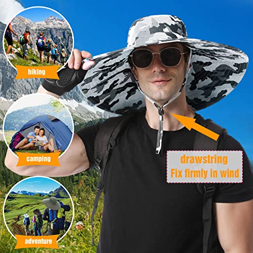 HUAMULAN Men Wide Brim Sun Hat Summer Outdoor Women Bucket Fishing Hats - color: A3-camou-blackwhite