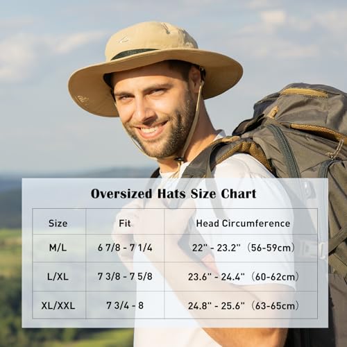 TOP-EX Oversized Waterproof Mesh Sun Hat for Big Heads with Wide Brim - color: Camo-2.7"brim, size: Medium-Large