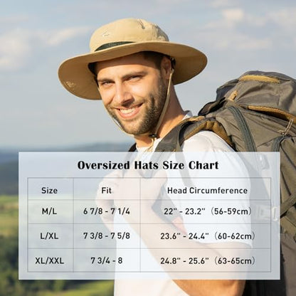 TOP-EX Oversized Waterproof Mesh Sun Hat for Big Heads with Wide Brim - color: Camo-2.7"brim, size: Medium-Large