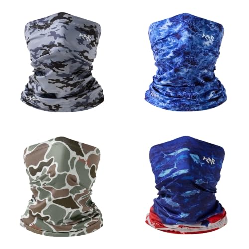 BASSDASH 4 Pack UPF 50+ UV Protection Neck Gaiter Sun Protector for Fishing Hunting Kayaking Hiking Cycling Outdoor - color: Collection C