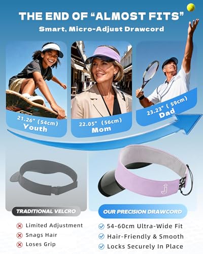 Transparent Sun Visor Hat for Women Men - UPF 50+ Clear Brim Adjustable Drawstring for Golf Tennis Pickleball - color: Lavender