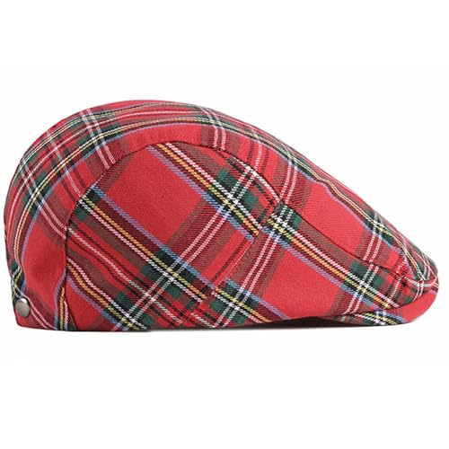 2 Pack Mens Newsboy Flat Cap Plaid Ivy Gatsby Cabbie Driving Golf Hat Beret - color: 2 Pcs Set I