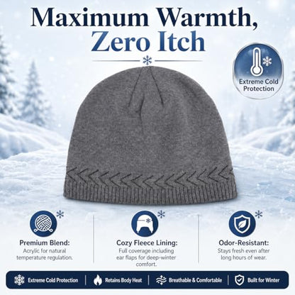 Oversize XXL Winter Beanie Knit Hat for Men - color: D1-grey