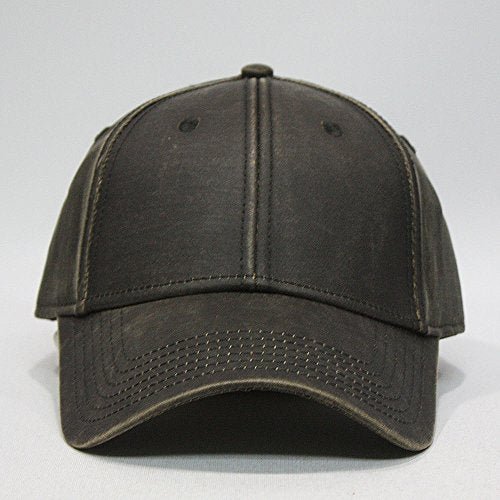 Heavy Washed Coated Canvas Wax-Look Adjustable Low Profile Men Women Baseball Cap - color: Coated Dark Brown