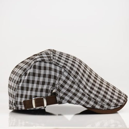 Women's Berets: Black Houndstooth Red Beret Hats for Women Fall Winter Fashion Outfit - color: Advance-plaid-brown