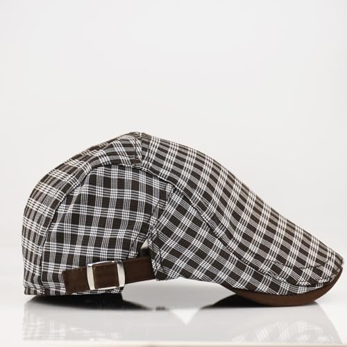 Women's Berets: Black Houndstooth Red Beret Hats for Women Fall Winter Fashion Outfit - color: Advance-plaid-brown