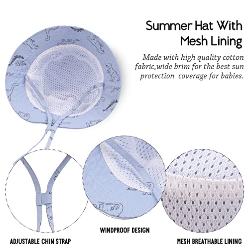JANGANNSA Dinosaur Baby Boys Sun Hat Cotton Toddler Girls Bucket Hats Summer Sun Protect Cap for Kids - color: Blue Dinosaur, size: 4-8 Years