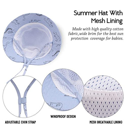 JANGANNSA Dinosaur Baby Boys Sun Hat Cotton Toddler Girls Bucket Hats Summer Sun Protect Cap for Kids - color: Blue Dinosaur, size: 4-8 Years