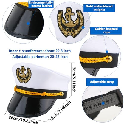 8 Pieces Captain Hats Adjustable White Sailors Navy Marine Admiral Caps for Yacht Theme Party Costume Accessory - color: Style 8