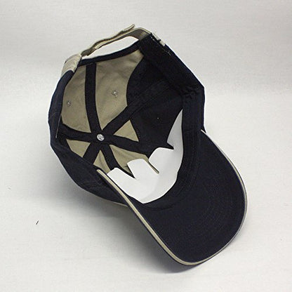 Washed Cotton Twill Five Panel Adjustable Camper Caps - color: Navy/Khaki