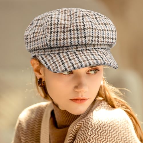 Newsboy Caps for Women Classic Beret Hats Autumn Winter Cap - color: B-beige