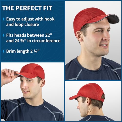TrailHeads Men's Race Day Running Hat, Quick Dry, Moisture Wicking - color: Red