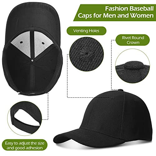 Geyoga 15 Pieces Baseball Cap Bulk, Adjustable Plain Hats - color: Black