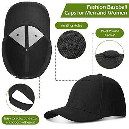 Geyoga 15 Pieces Baseball Cap Bulk, Adjustable Plain Hats - color: Black