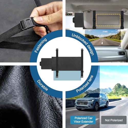 Veharvim Sun Visor Extender for Car (Polarized, UV400, PC Lens, Side Sunshade, Straps&Adjusters), Car Visor Extender Sun Blocker, Visor Extender Attachment, Anti-Glare for Safe Driving(Passenger Side) - size: Passenger Side