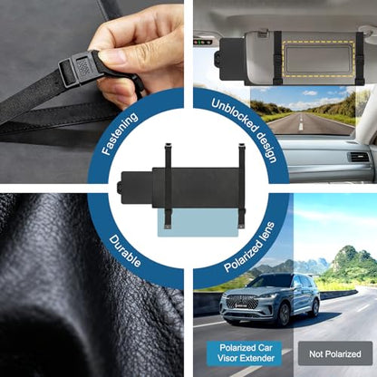 Veharvim Sun Visor Extender for Car (Polarized, UV400, PC Lens, Side Sunshade, Straps&Adjusters), Car Visor Extender Sun Blocker, Visor Extender Attachment, Anti-Glare for Safe Driving(Passenger Side) - size: Passenger Side