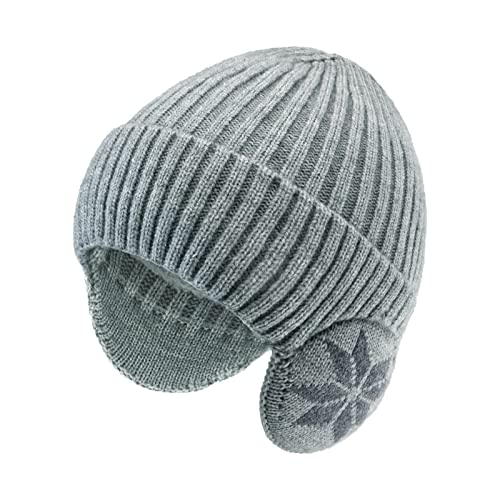 BAVST Hat for Men Knitted Beanie Women Winter Hats Men’s Stretchy Caps Outdoor Beanies Fleece Lined Ear Warmer - color: X-light Grey