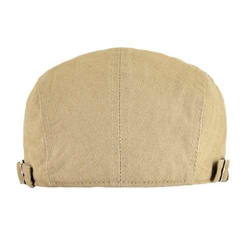 VOBOOM Men Cotton Adjustable Newsboy Beret Ivy Cap Cabbie Flat Hat - color: Light Brown