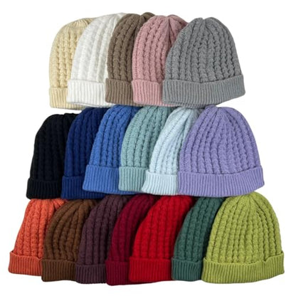 Humble Hilo Knit Hats Beanies for Women Winter Pom Beanie Men or Women Beanies Cable Knit Beanie - color: Beige